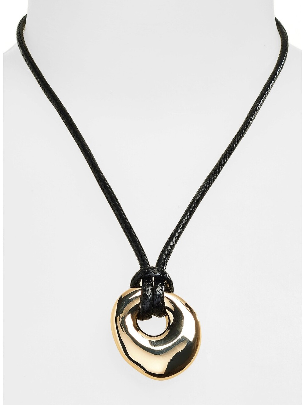 NWOT Open Edit Nordstrom Molten Disc Pendant Necklace Minimalist Silver Black CC